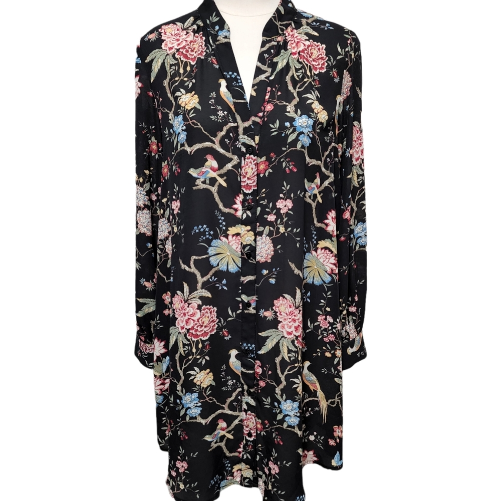 GP & J Barker x H&M floral bird pattern shift dress size 8